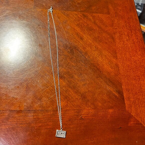 retro Cassette Tape Pendant Necklace With Silver-Tone Chain - Picture 3 of 5